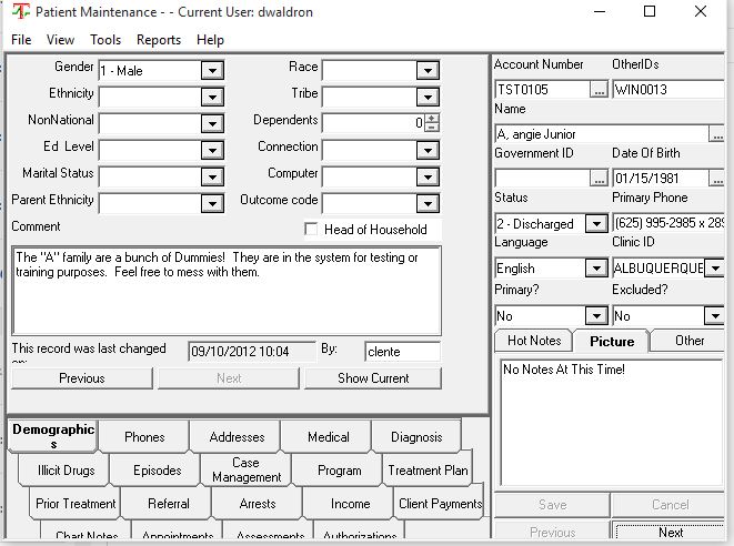 Tracker Demographics Pane